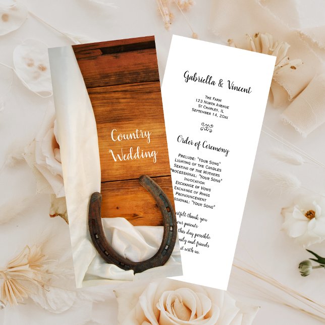 Horseshoe Satin Country Western Wedding Program Programme (Creator Uploaded)