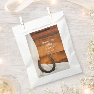 Horseshoe Satin Country Western Wedding Thank You Favour Bags