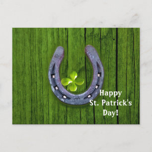 Horseshoe Shamrock 2 St. Patrick's Day Postcard