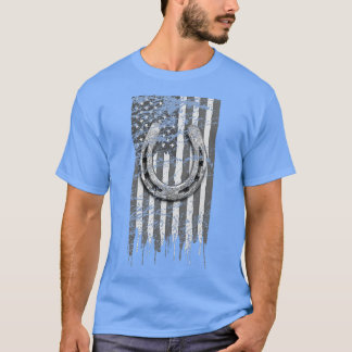 Horseshoe Shirt Horse Lover Gift US Flag Lucky Hor