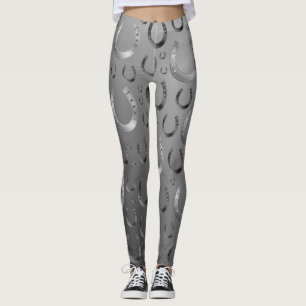 horseshoe, silver, pattern grey, luck, pattern,gre leggings