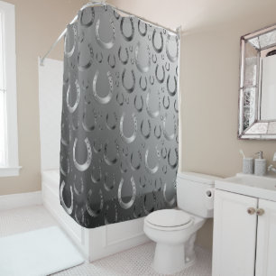 horseshoe, silver, pattern grey, luck, pattern,gre shower curtain