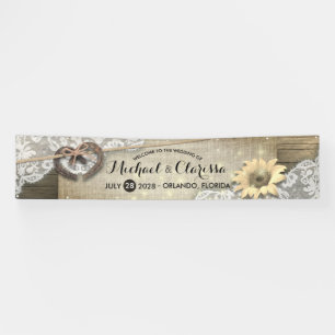 Horseshoe Sunflower Country Rustic Wedding Welcome Banner