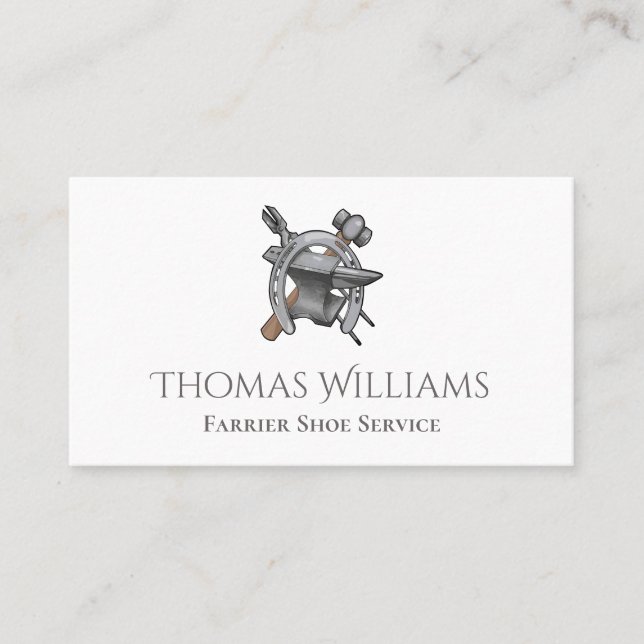 Horseshoe Tools Equestrian Horse Farrier Business Card (Front)