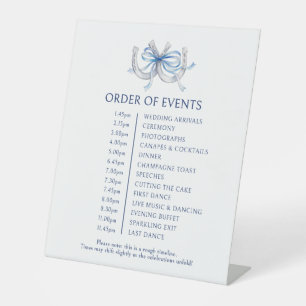 Horseshoe wedding something blue order of events pedestal sign