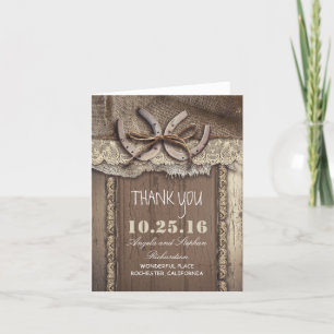 Horseshoe western wedding thank you cards