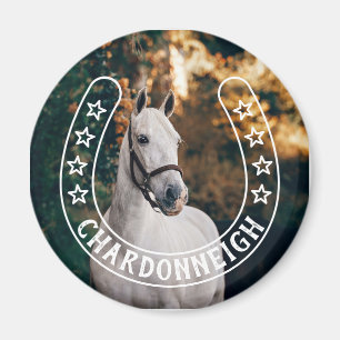 Horseshoe with Stars & Horse Name Photo Magnet
