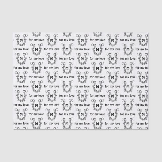 Horseshoe Wrapped in Barbed Wire Monogram Tissue Paper (Front)