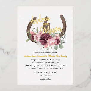 Horseshoes and Burgundy Pink Floral Wedding