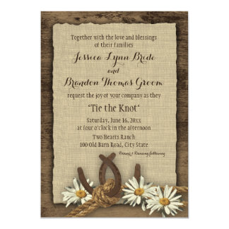 Horseshoes And Daisies Rustic Burlap Card Horseshoes And Daisies Rustic Burlap Card