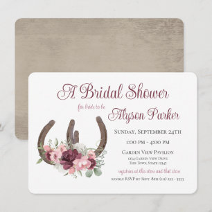 Horseshoes and Flowers Barn Wood Bridal Shower Invitation