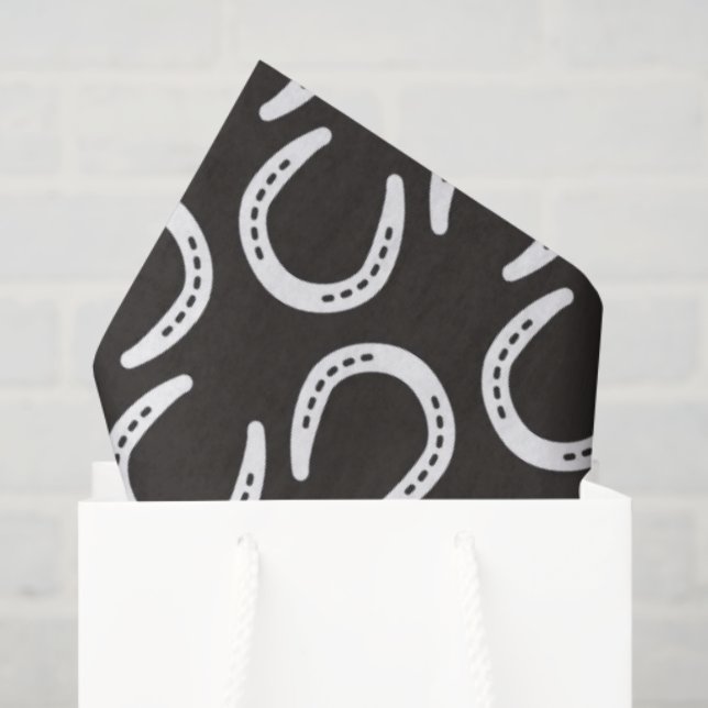 Horseshoes Black Equestrian Cowboy Horse Barn Tissue Paper (Gift Bag)