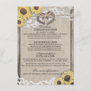 Horseshoes Burlap Lace Sunflower Wedding Details Invitation