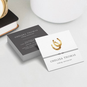 Horseshoes   Equestrian Centre Riding Instructor Square Business Card