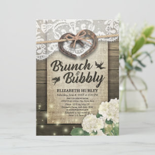 Horseshoes Hydrangea Brunch & Bubbly Bridal Shower Invitation