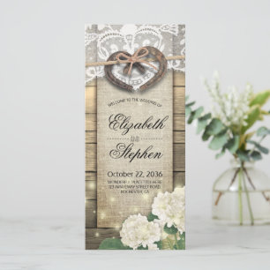 Horseshoes Hydrangea Flower Wood Country Wedding Programme