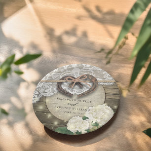 Horseshoes Hydrangea Flowers Rustic Wedding Shower Paper Plate