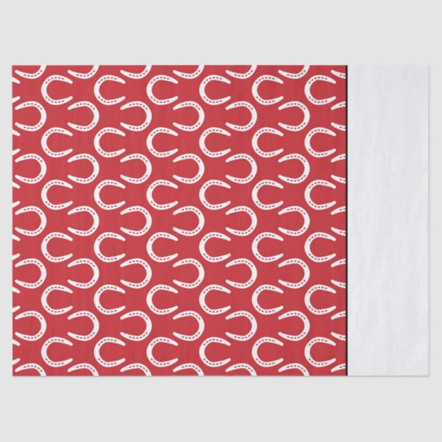Horseshoes I Love Horses Red White Timeless Fun Tissue Paper (Front)