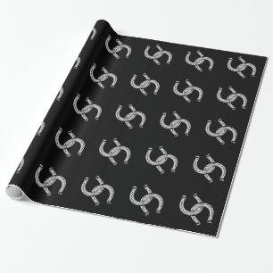 Horseshoes on Black Wrapping Paper