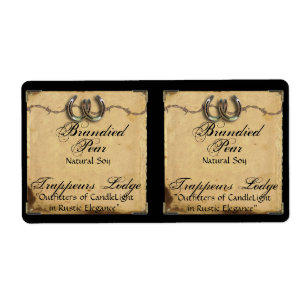 Horseshoes on Parchment Candle Label