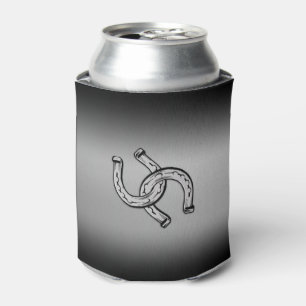 Horseshoes on Silver Gradient Can Cooler