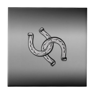 Horseshoes on Silver Gradient Tile