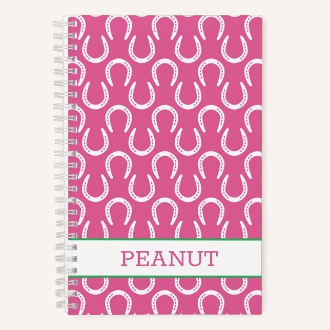 Horseshoes Pink Horse NAME Pet Barn Fun Notebook (Front)