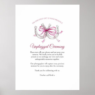 Horseshoes pink ribbons art unplugged wedding poster