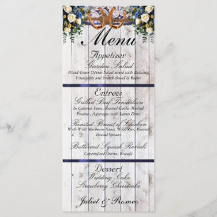 Horseshoes, Ribbon & Lace - Blue Wedding Menu