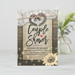Horseshoes Sunflowers Couple Shower Wedding Shower Invitation