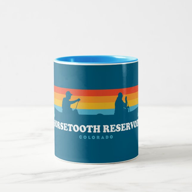 Horsetooth Reservoir Colorado Canoe Two-Tone Coffee Mug (Center)