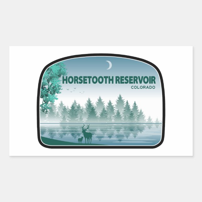 Horsetooth Reservoir Colorado Deer Rectangular Sticker (Front)