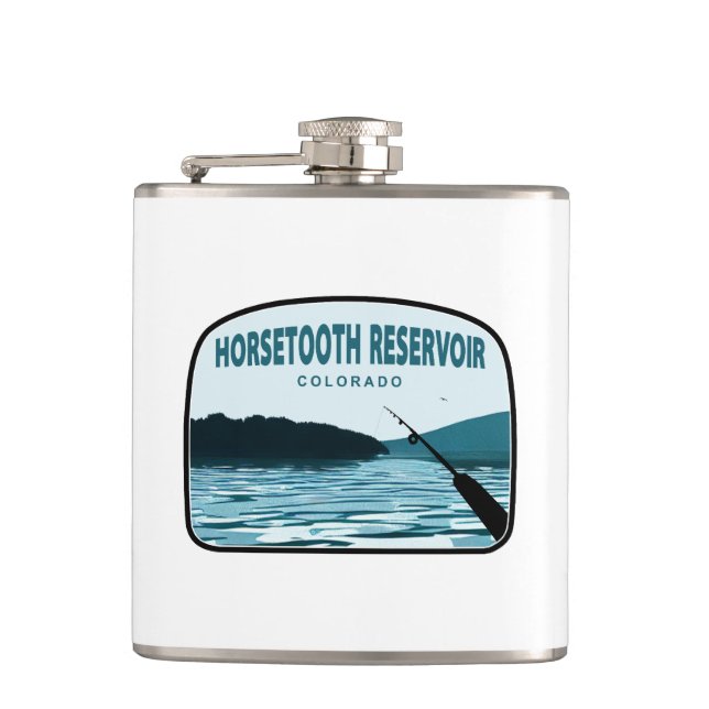 Horsetooth Reservoir Colorado Fishing Rod Hip Flask (Front)