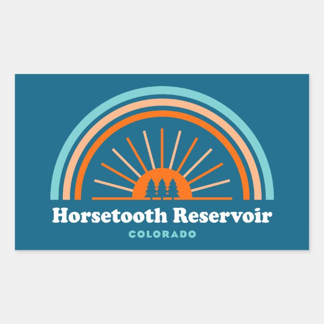Horsetooth Reservoir Colorado Rainbow Rectangular Sticker (Front)