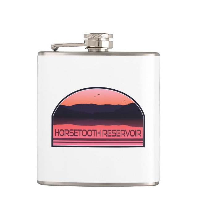 Horsetooth Reservoir Colorado Red Sunrise Hip Flask (Front)