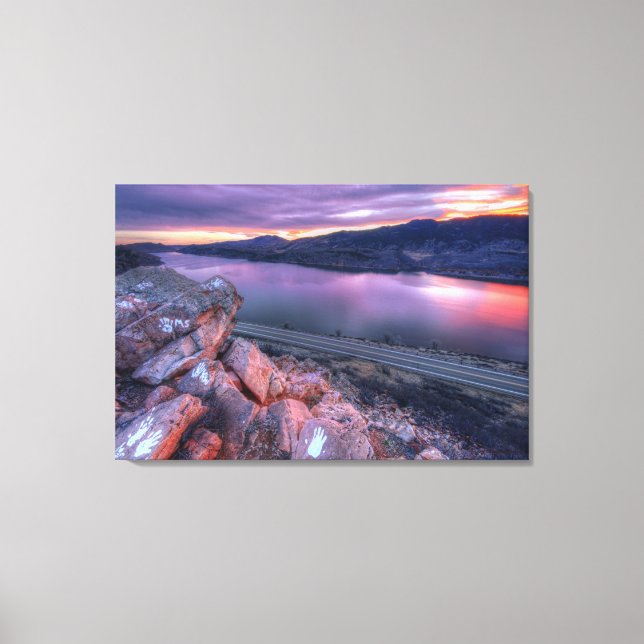 Horsetooth Reservoir Winter Sunset Canvas Print (Front)