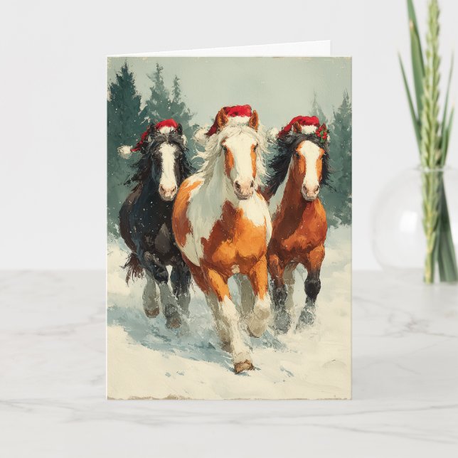  Horsey Christmas Greeting Card  (Front)