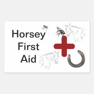 horsey first aid rectangular sticker