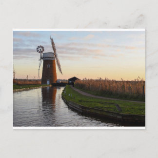 Horsey Norfolk Broads sunset postcard