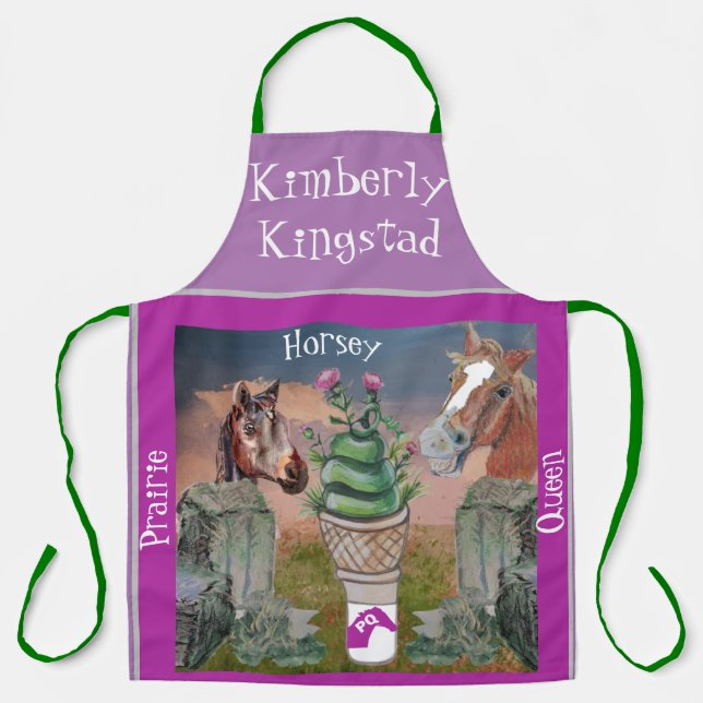 horsey prairie queen, cute cone of grass and thist apron (Front)