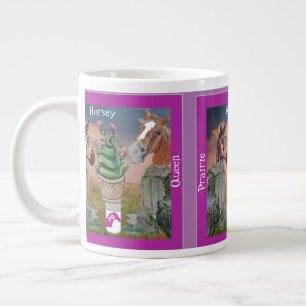horsey prairie queen, cute cone of grass and thist large coffee mug