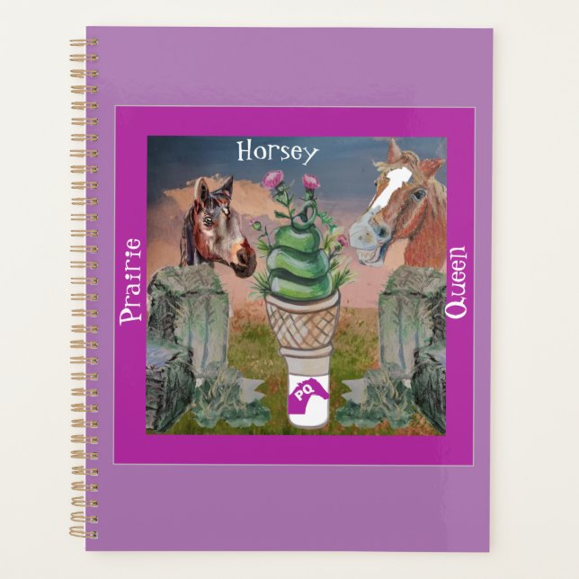horsey prairie queen, cute cone of grass and thist planner (Front)