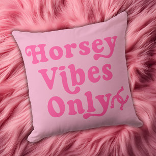 Horsey Vibes Only Retro Bold Typography Cushion