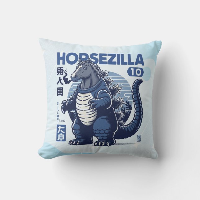 Horsezilla Shirt | Giant Monster Horse Art | Epic  Cushion (Front)