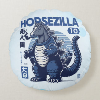 Horsezilla Shirt | Giant Monster Horse Art | Epic  Round Cushion