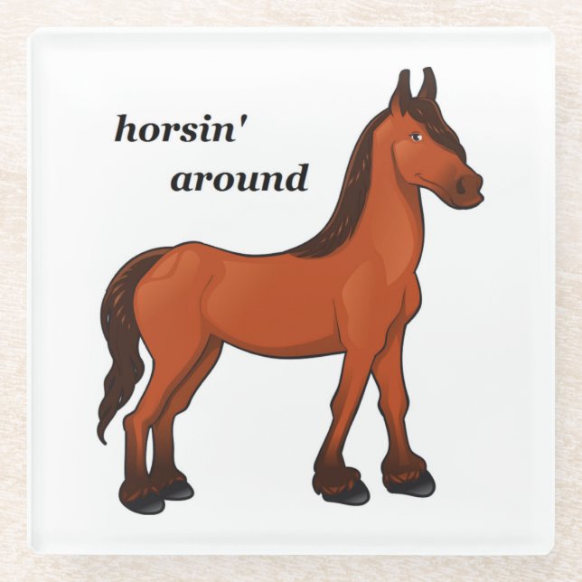 HORSIN' AROUND GLASS COASTER (Front)