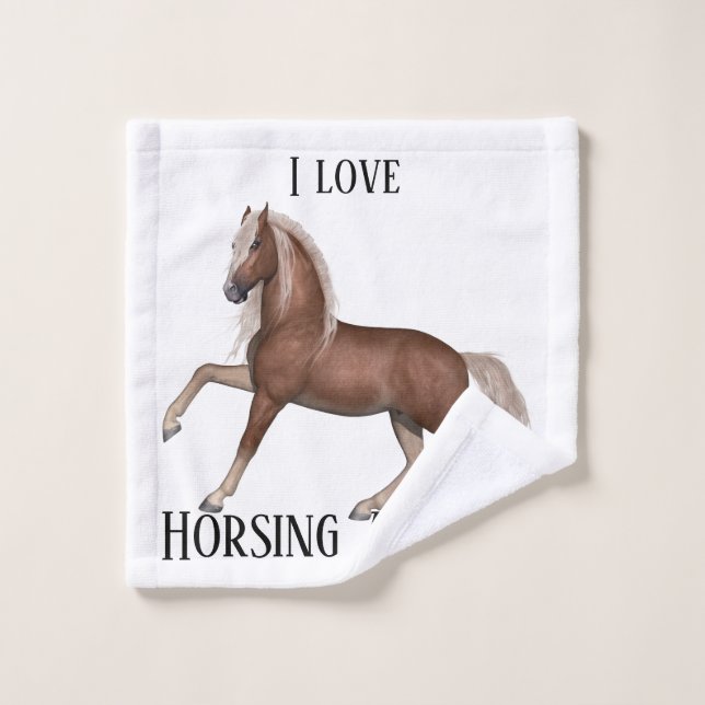 Horsing Around (Light Background) Bath Towel Set (Wash Cloth)