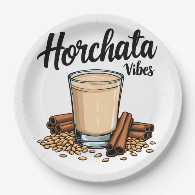 Hortacha Vibes Spanish Mexican Drink Lovers Paper Plate (Front)