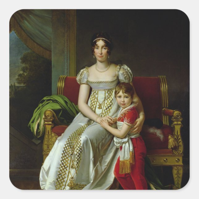 Hortense de Beauharnais and her Son Square Sticker (Front)