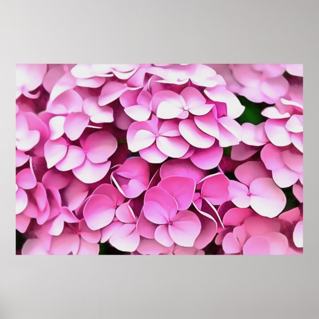 Hortensia Pink Petals Artistic Abstract Poster (Front)